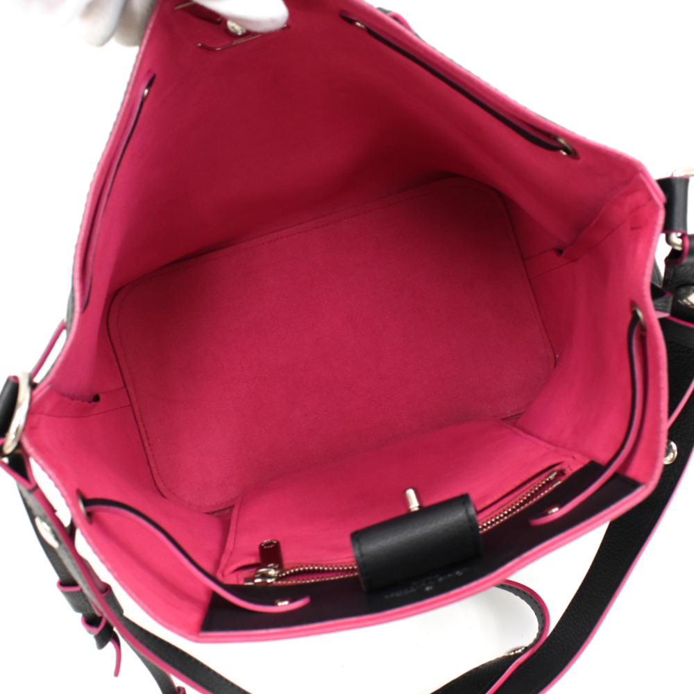 Louis Vuitton Bucket Noir Leather Black/Pink Bag Shoulder Lockme - Picture 7 of 7